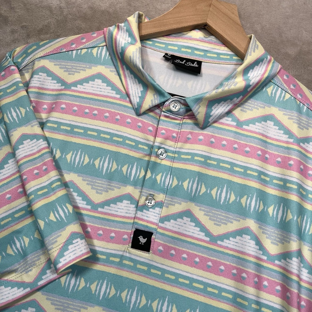 Bad Birdie Shirt Mens Medium Salty Savage Golf‎  Aztec Southwest Pastel Print